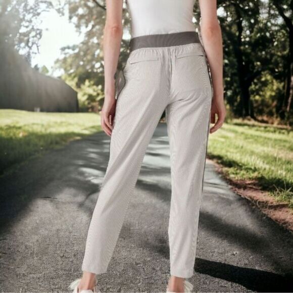 Athleta Brooklyn Textured Ankle Pant City Stripe Black/Sea Grey Size 14P - Picture 5 of 16